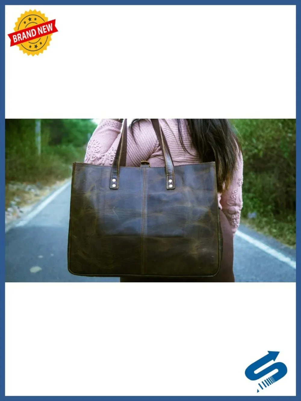 Genuine Leather Large Tote Bag Shoulder Handbag Women Laptop Travel